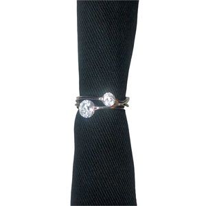 Sterling Silver NF 925 Thailand/2 Round-Cut CZ Stones Ring